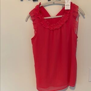 J. Crew Pink Ruffled Sleeveless Blouse